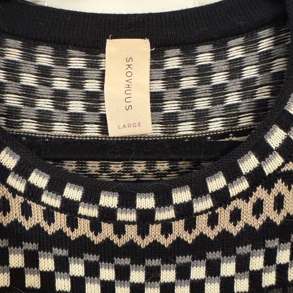 Skovhuus Nordic Print Black Tan Sweater L Danish Knitwear - Picture 4 of 4
